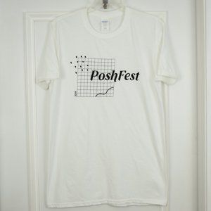 2019 PoshFest Poshmark T Shirt Women Medium White Black New Short Sleeve